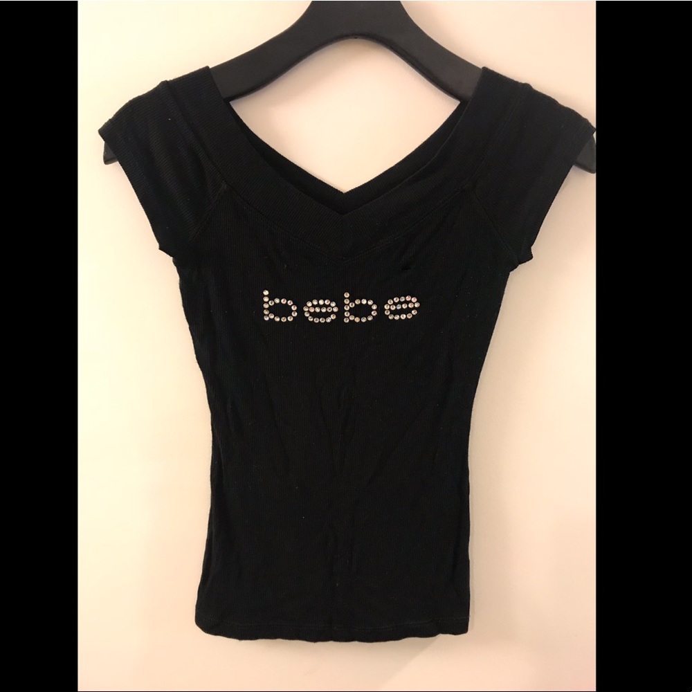 Bebe cap sleeve shirt - black